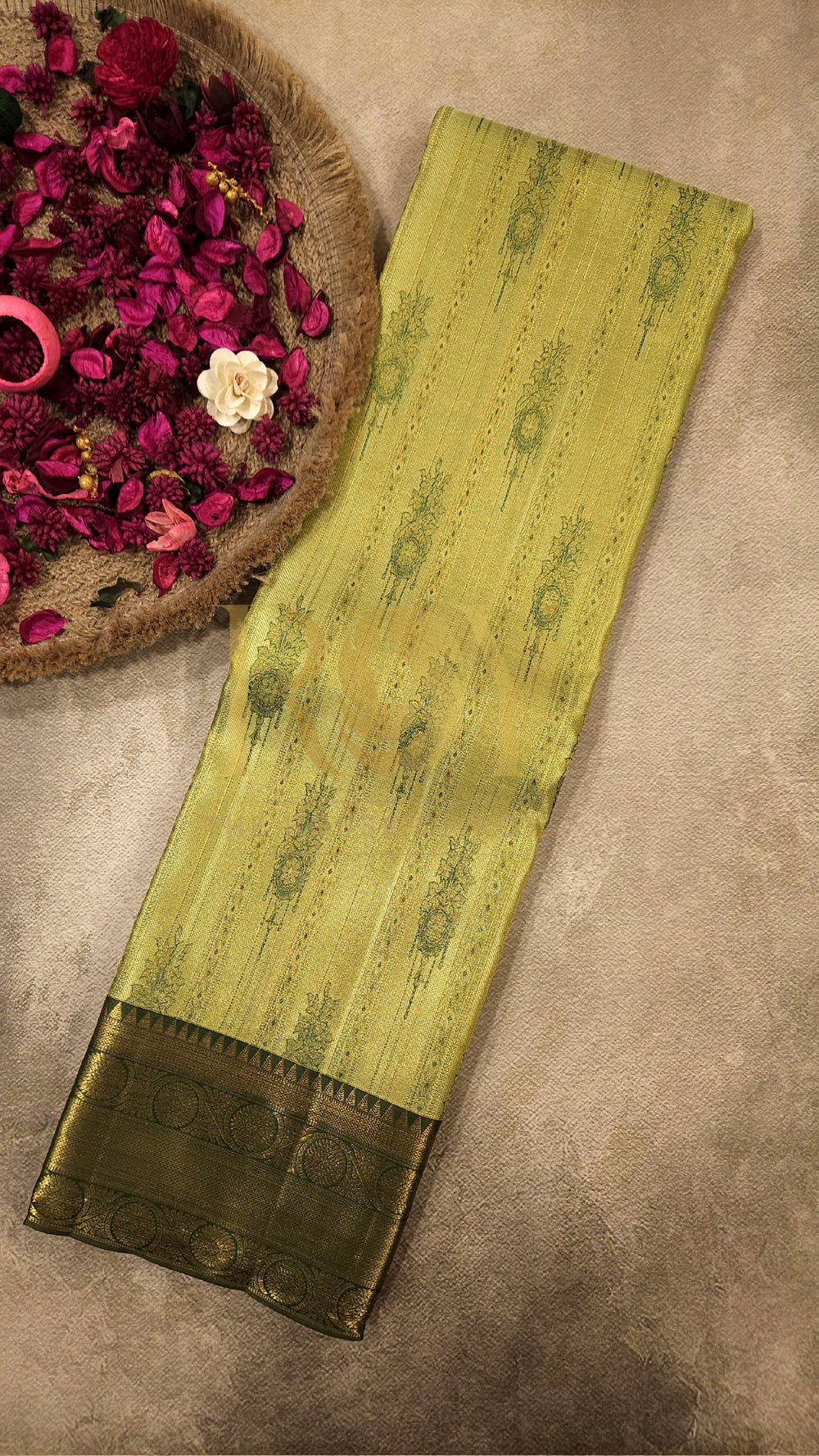 Pista Green Pure Kancheepuram Soft Silk Saree