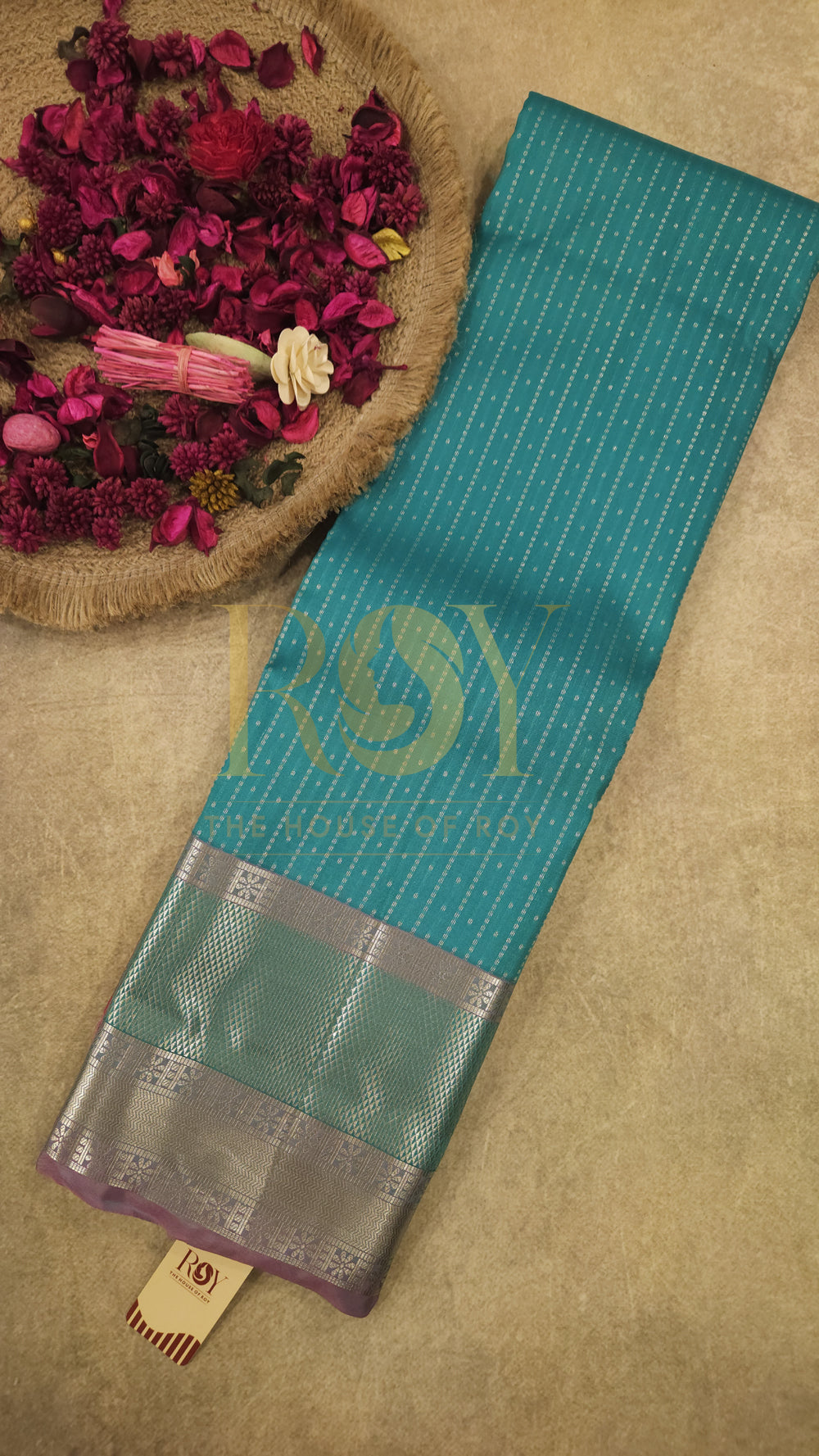 Peacock Blue Pure Silk Saree