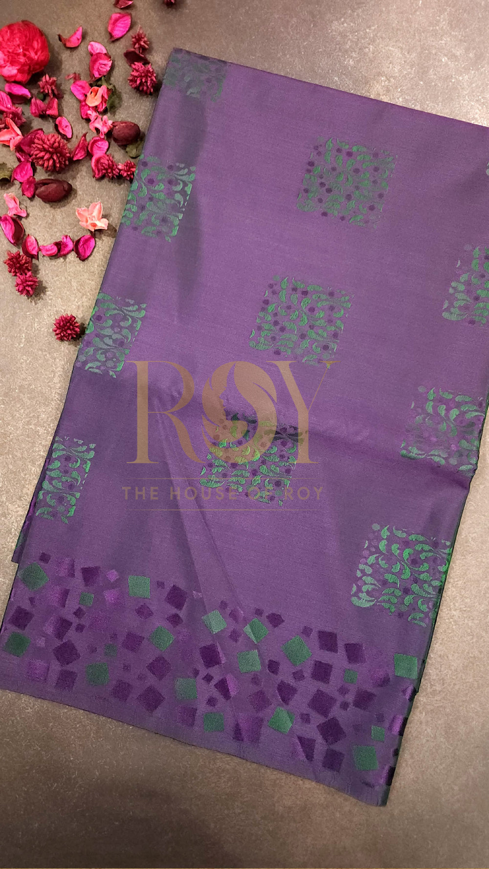 Purple Embossed Silk Saree
