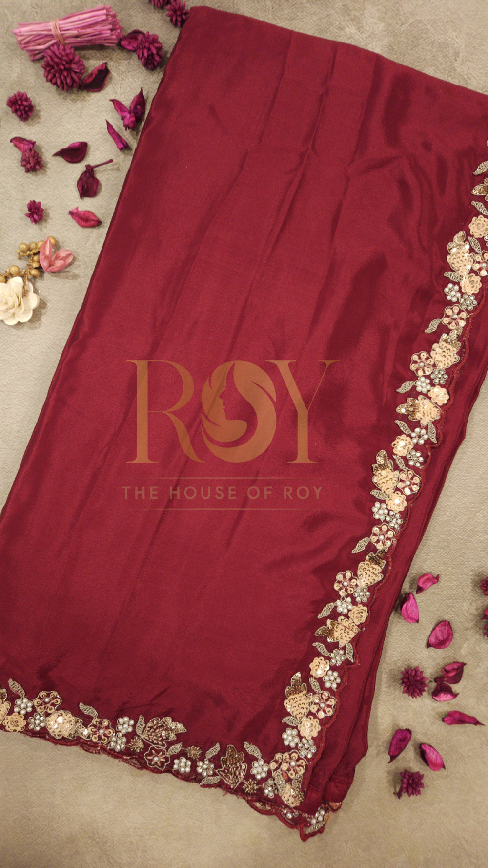 Maroon Designer Saree