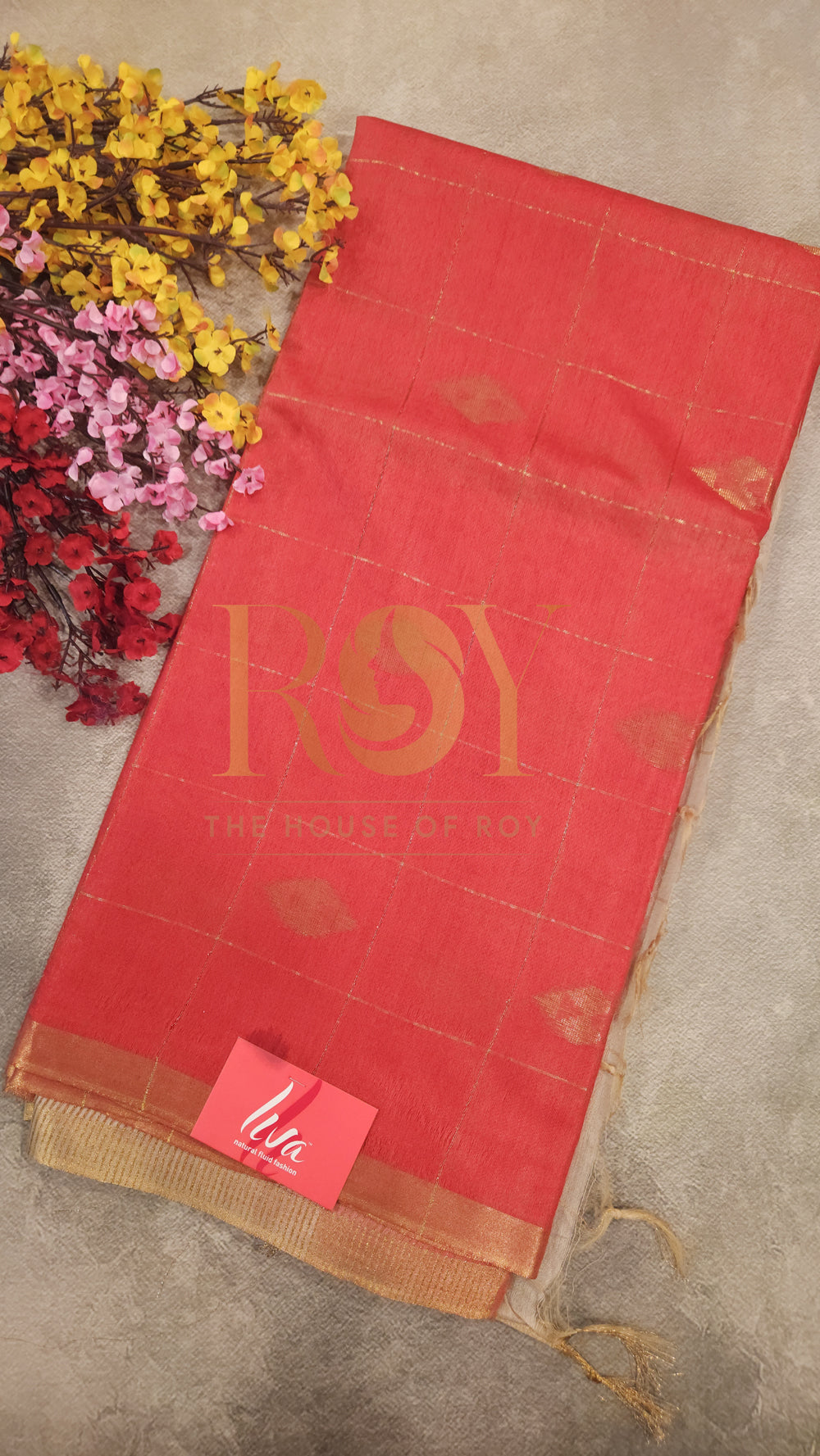 Red Check Liva Cotton Saree