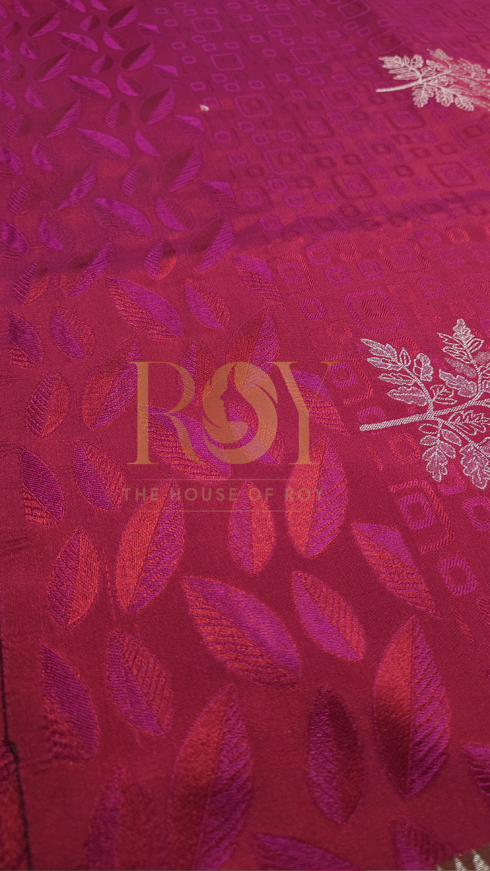 Ruby Pink Embossed Soft Silk Saree
