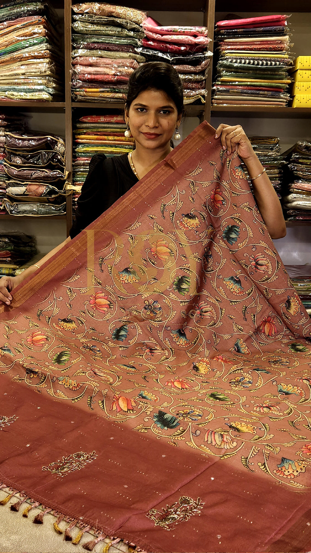 Rust Printed Fancy Matka Silk Saree