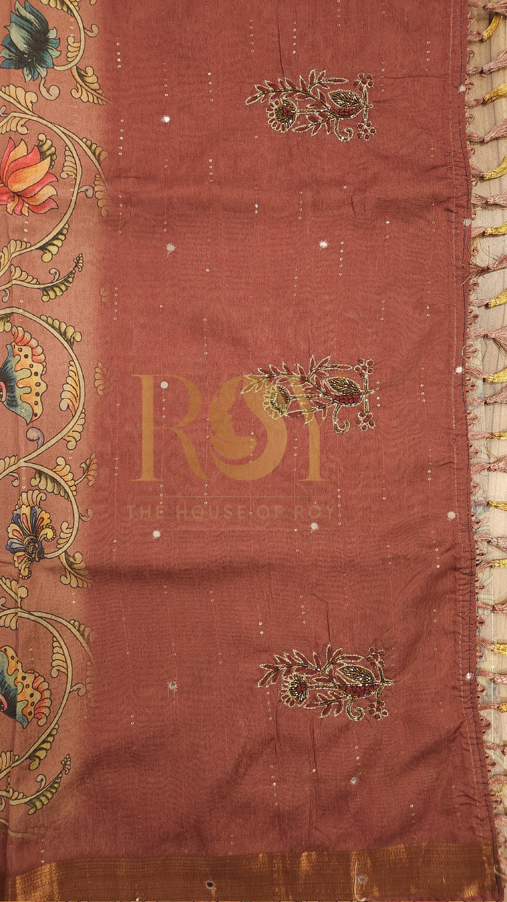 Rust Printed Fancy Matka Silk Saree