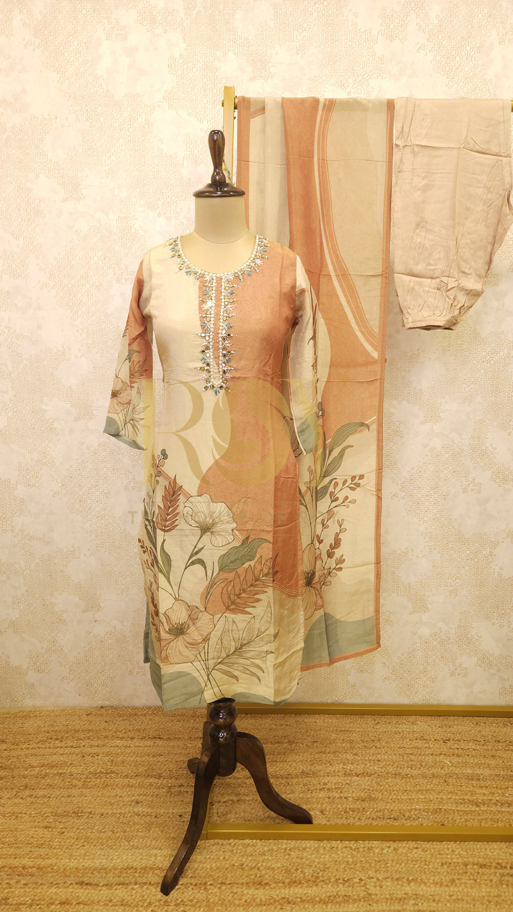 Rust Cream Shimmer Saree