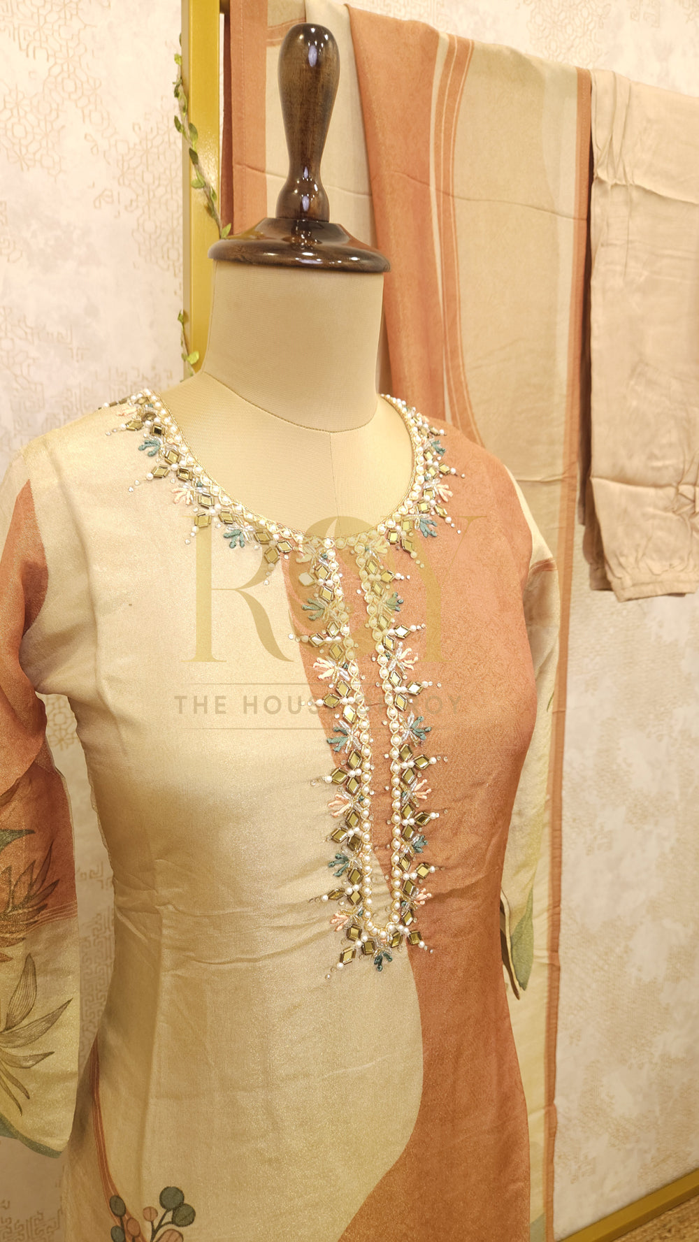 Rust Cream Shimmer Saree