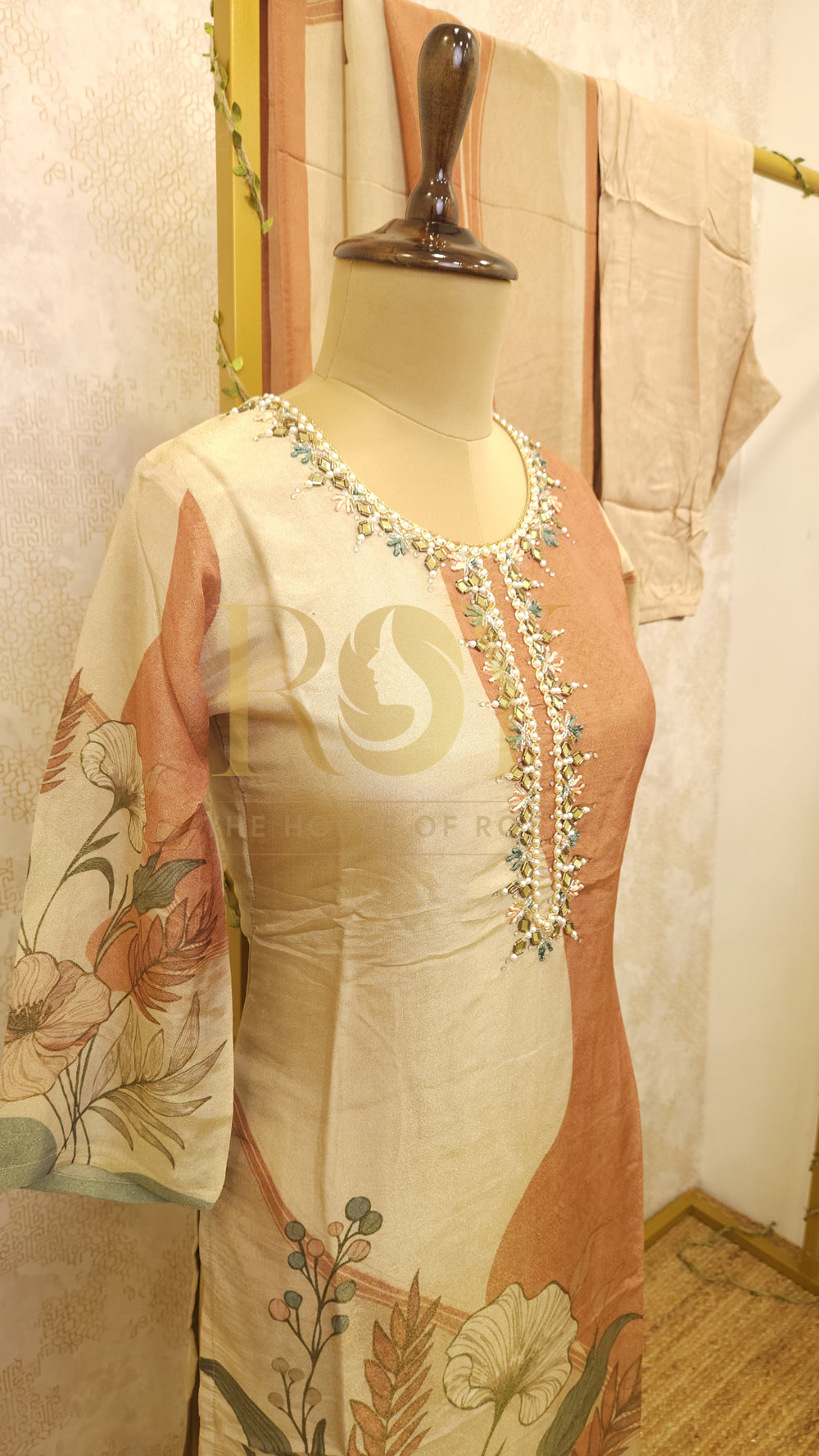 Rust Cream Shimmer Saree