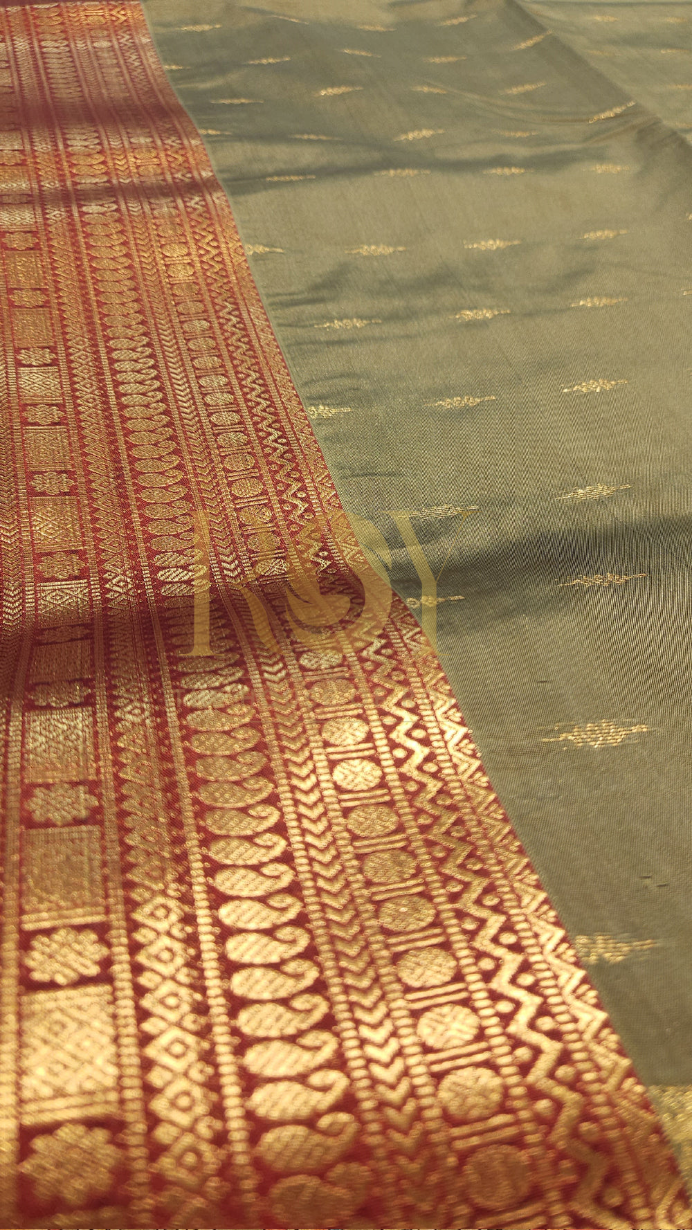 Sage Green 1000 Butta Soft Silk Saree