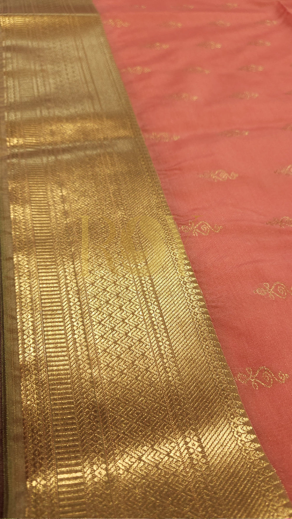 Salmon Pink 1000 Butta Soft Silk Saree