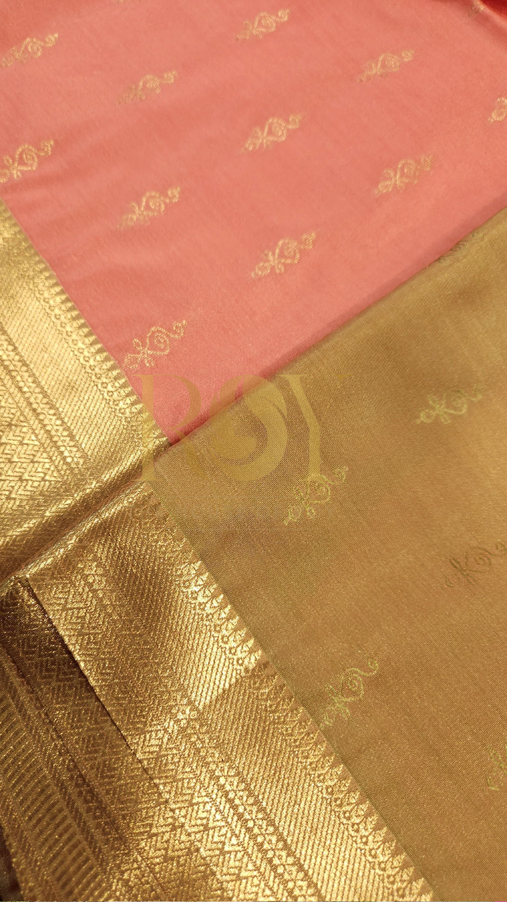 Salmon Pink 1000 Butta Soft Silk Saree