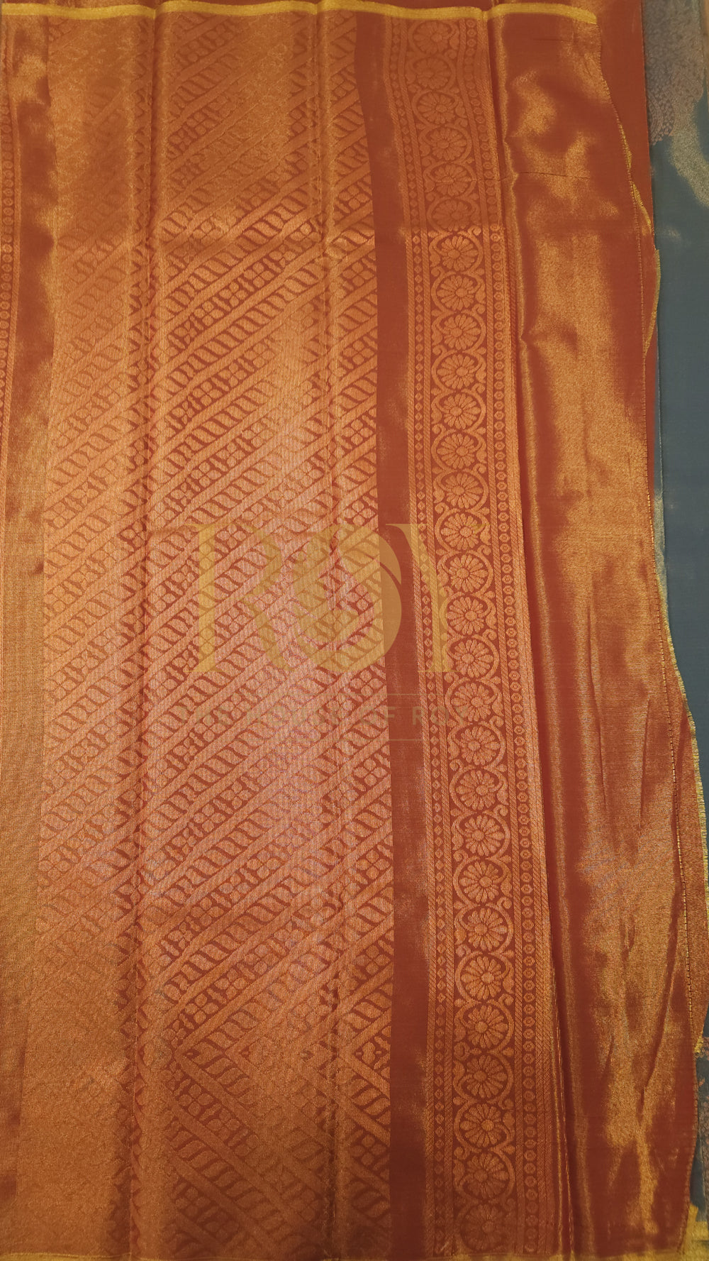 Tissue Silk Cotton Saree Prussian Blue