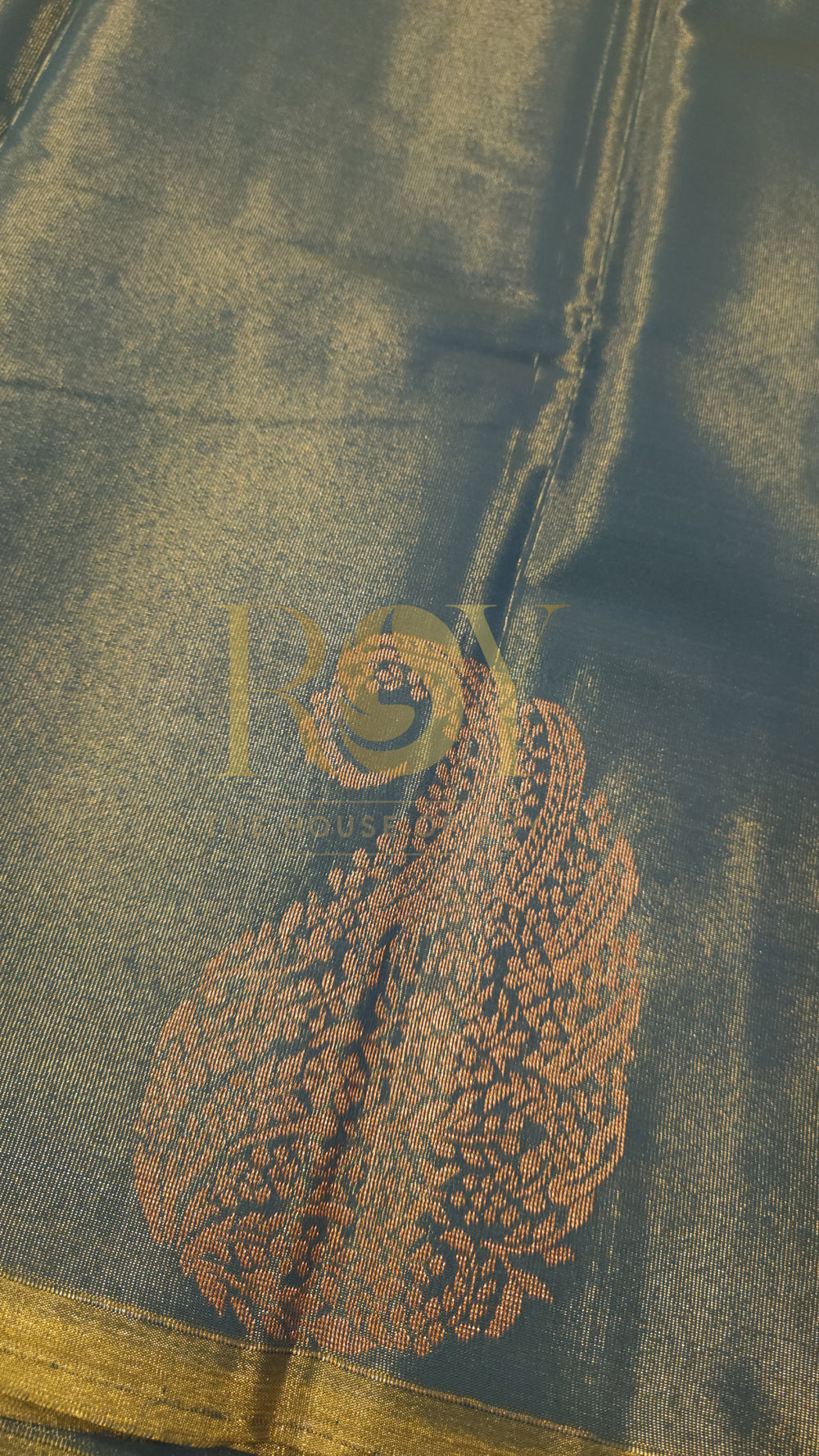 Tissue Silk Cotton Saree Prussian Blue