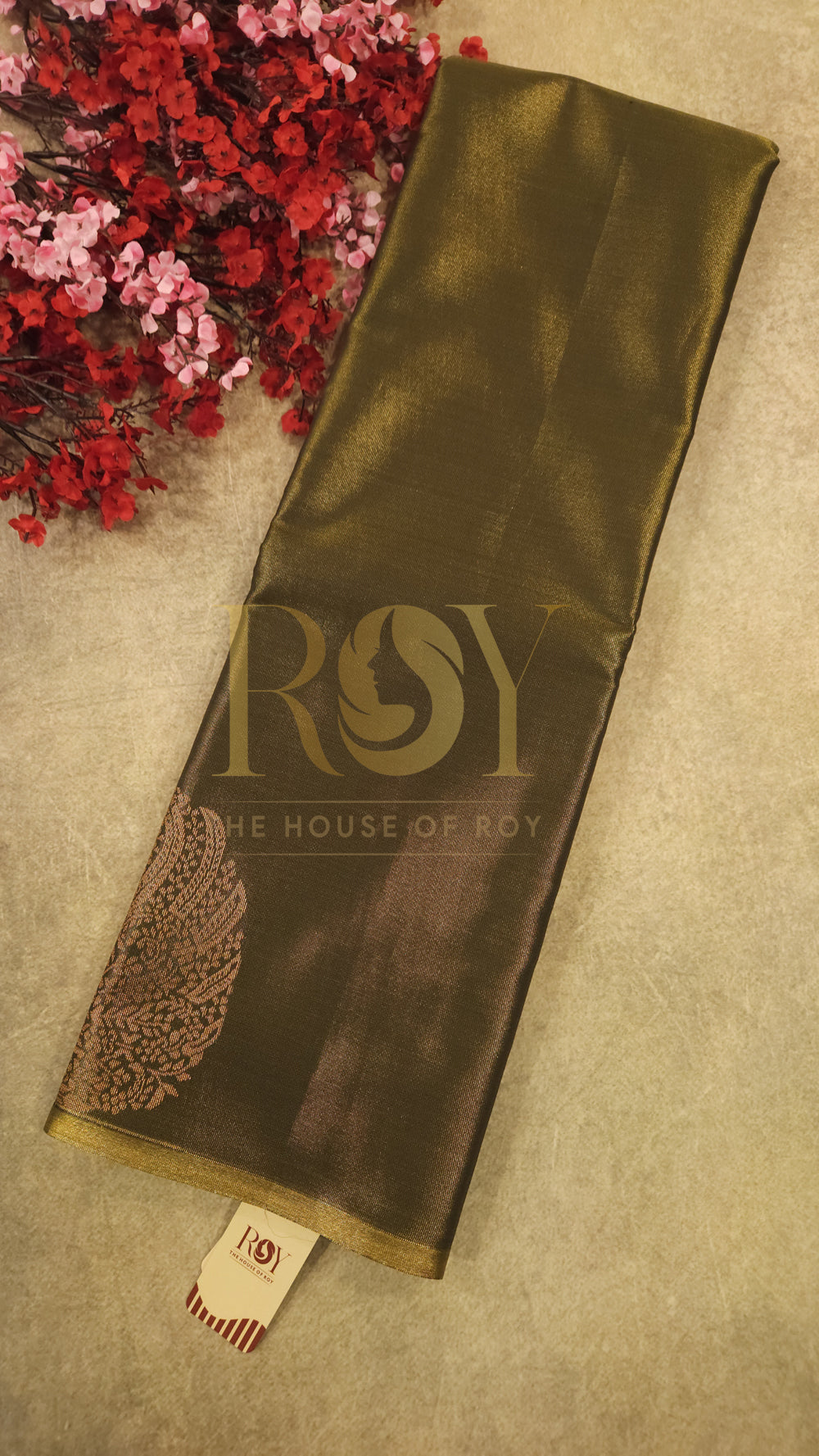 Tissue Silk Cotton Saree in Seaweed Green
