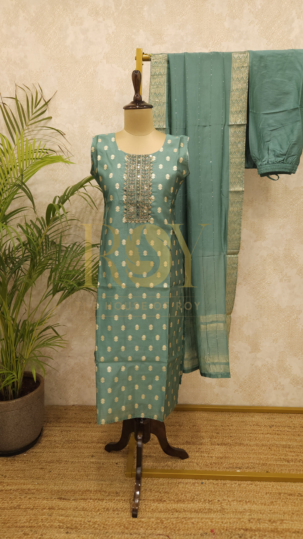 Seagreen Brocade Chudi Set