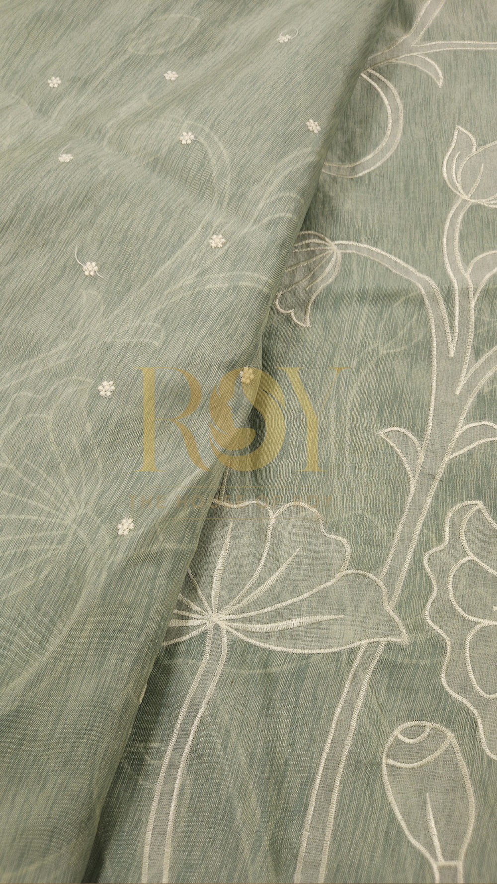 Sea green appliqué saree
