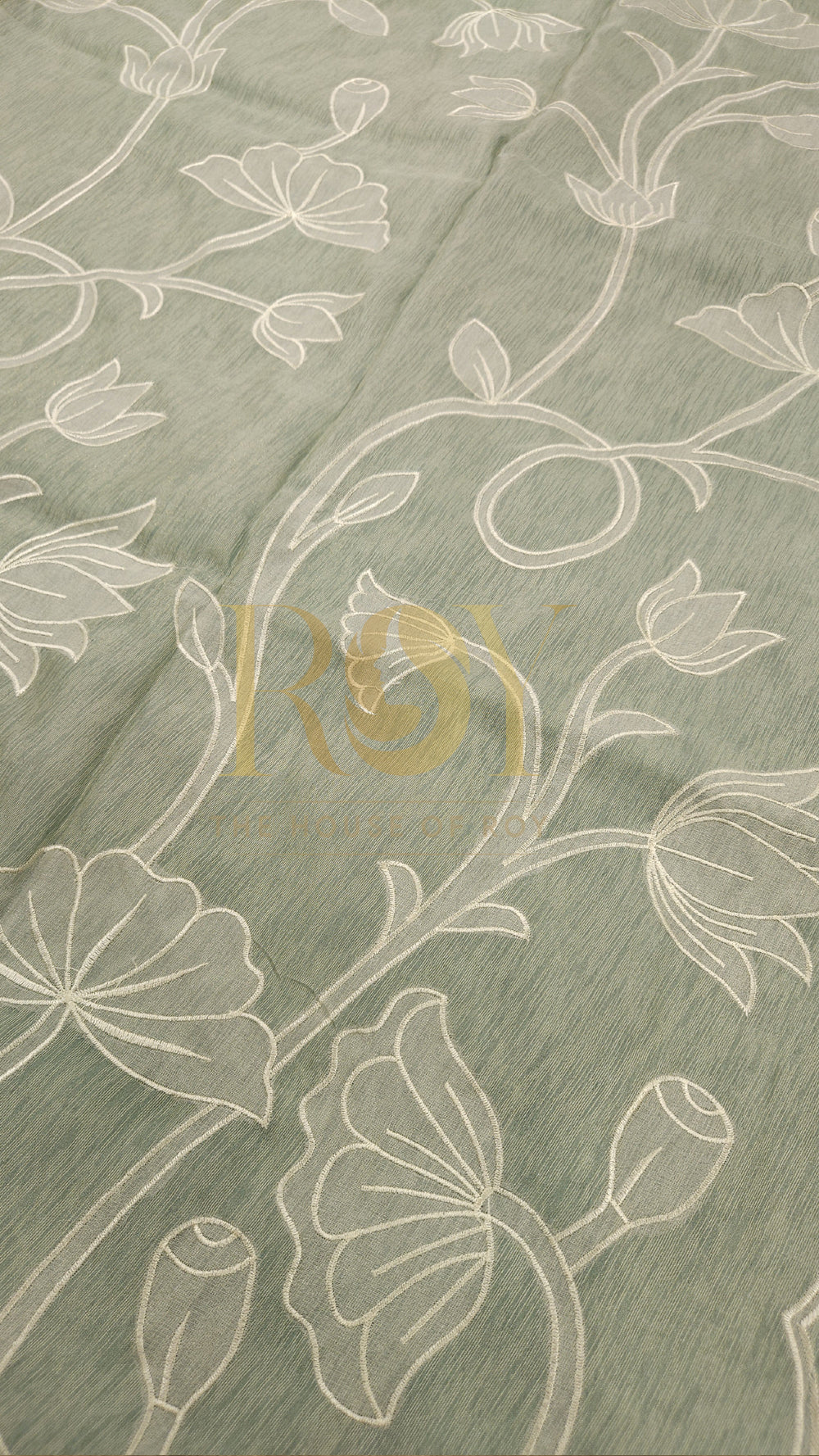 Sea green appliqué saree