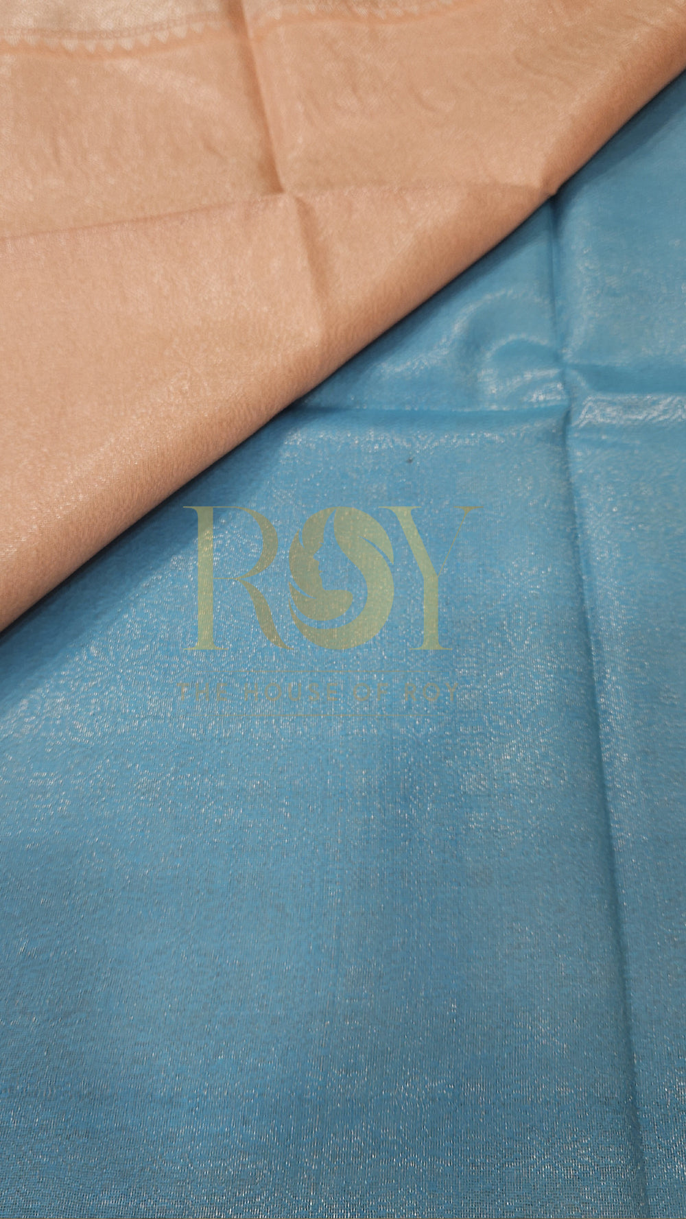 Sky Blue with Peach Silver Zari Saree