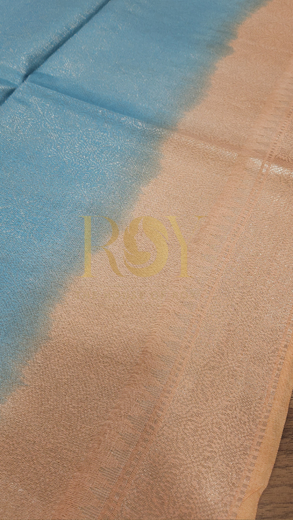 Sky Blue with Peach Silver Zari Saree