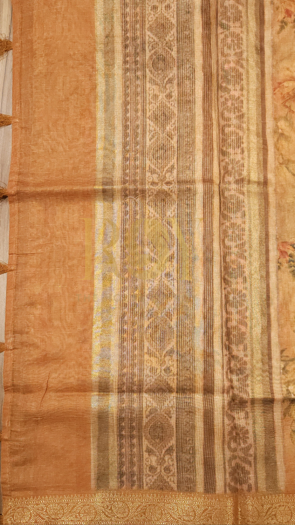 Sunset Yellow Floral Digital Print Tissue Saree
