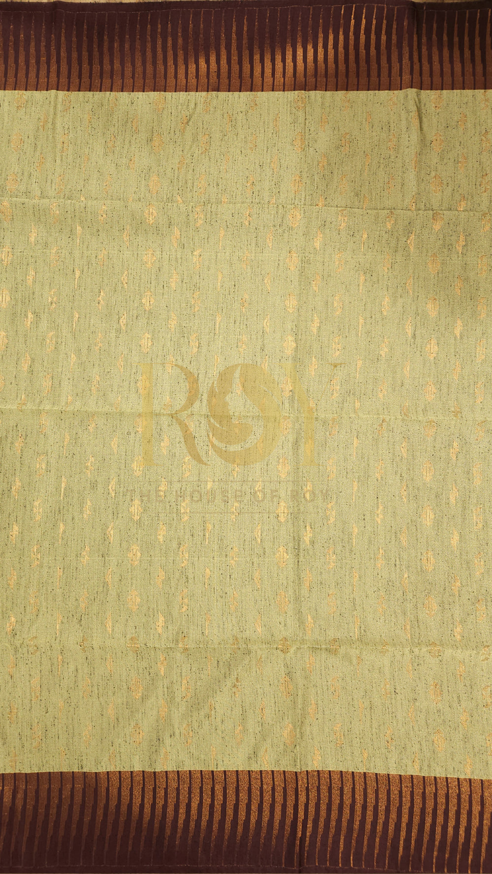 Tea Green with Coffee Brown Copper Zari Slub Silk Saree