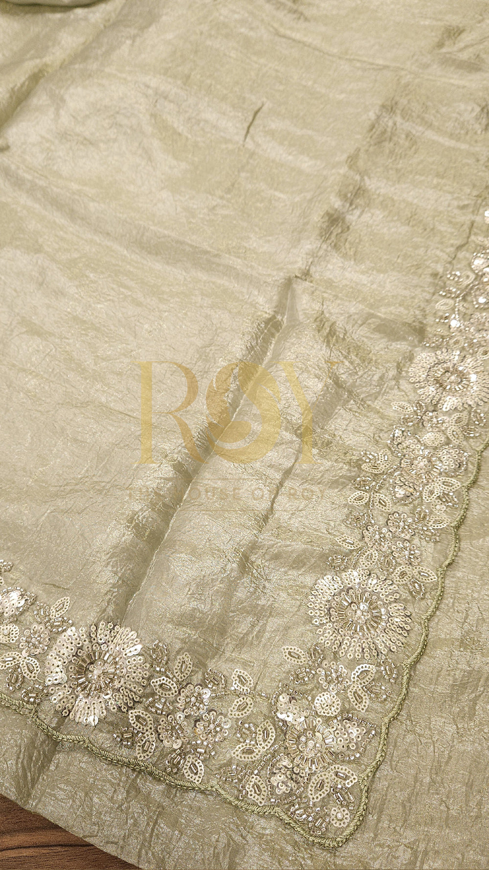 Tea Green Crushed Shimmer Saree