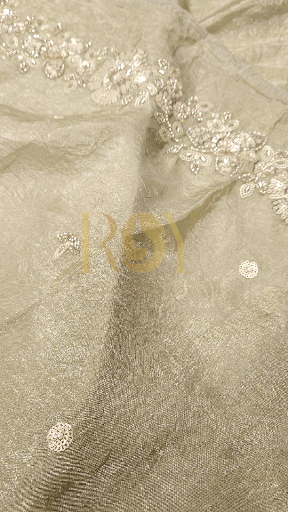 Tea Green Crushed Shimmer Saree