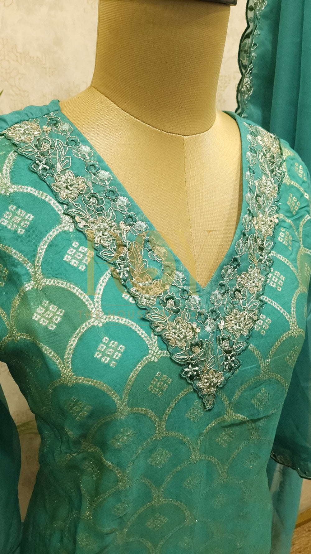 Teal Blue Banarasi Chudi Set
