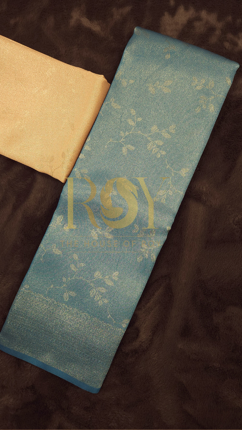 Teal Blue Mix Tissue Silk Saree