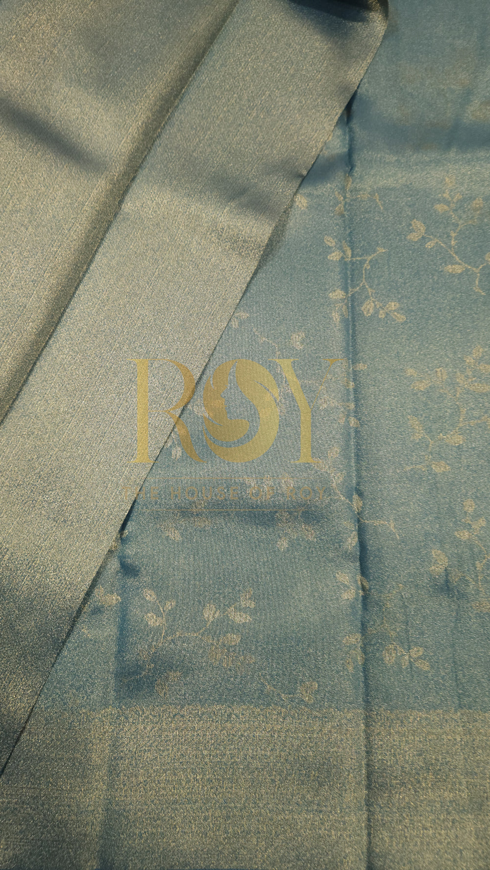 Teal Blue Mix Tissue Silk Saree