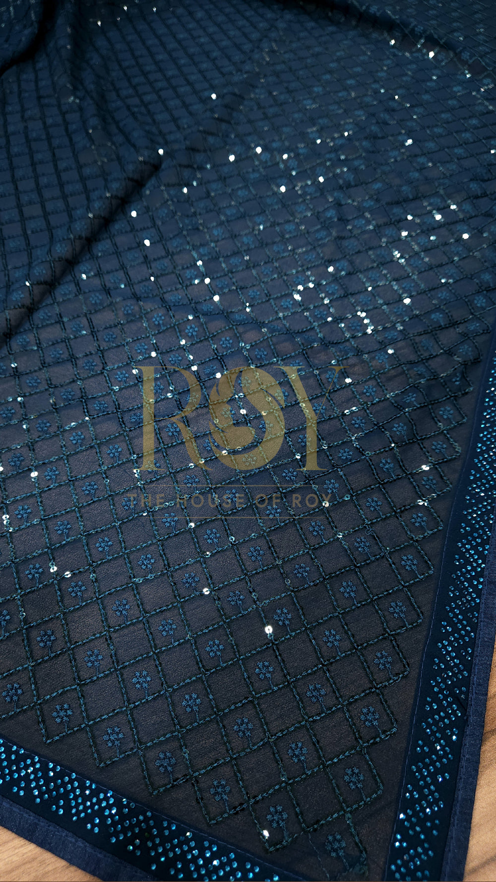 Teal Blue Sequinned Saree