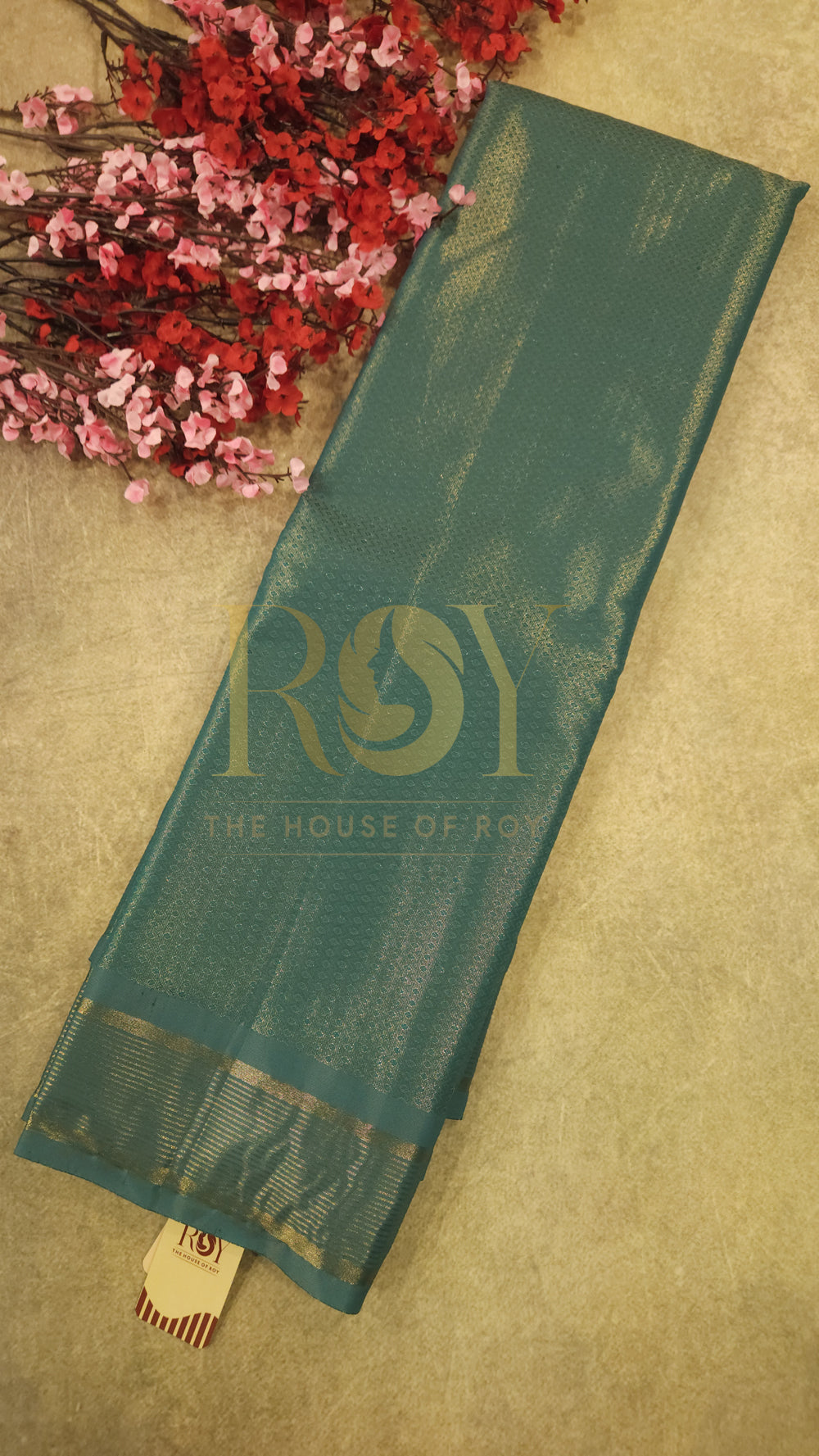 Tissue Kanchi Silk Saree Peacock Blue