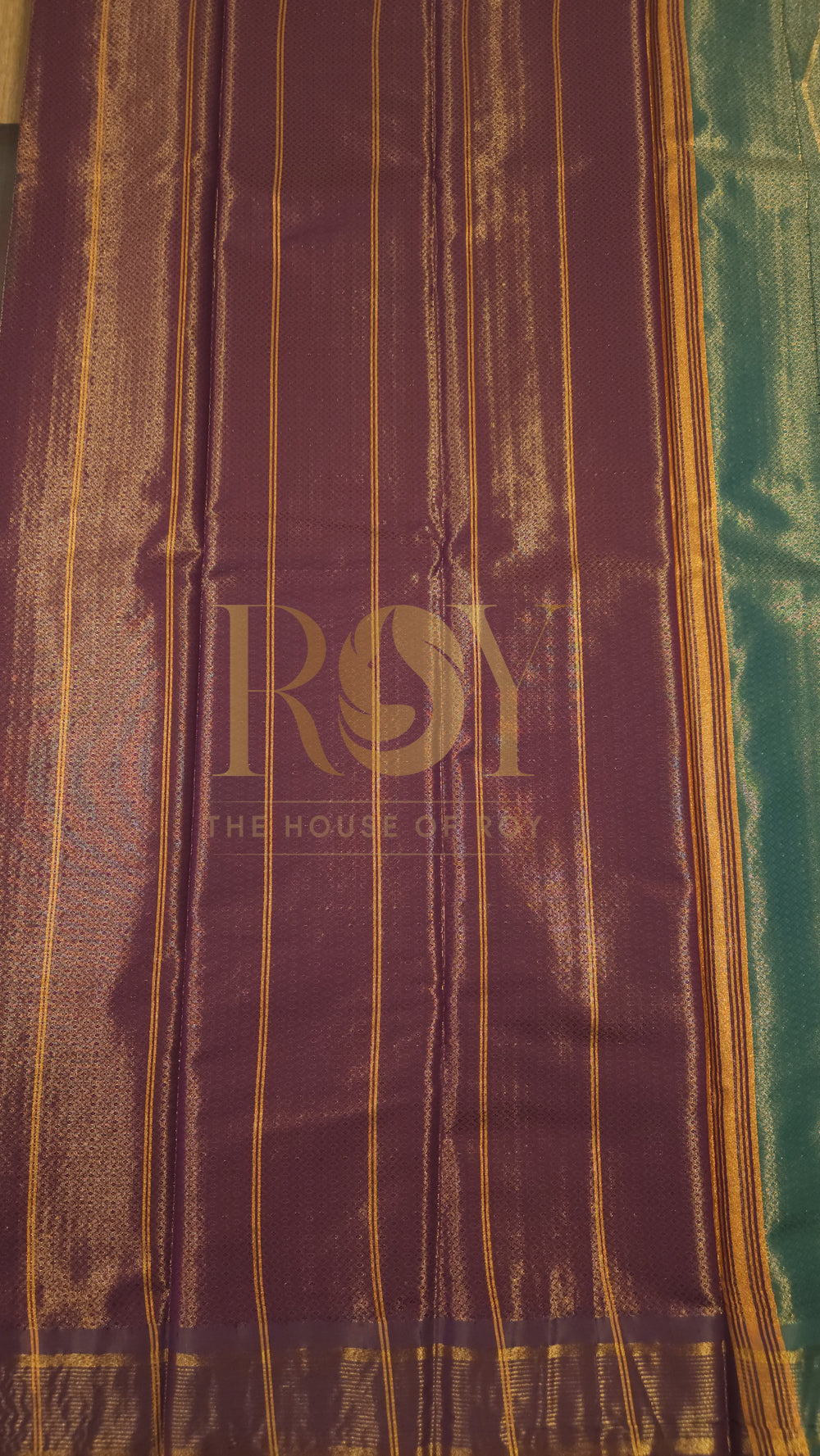 Tissue Kanchi Silk Saree Peacock Blue