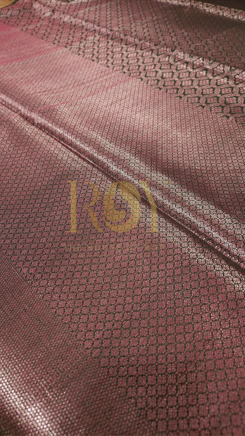 Tissue Style Weave Pinkish Black Saree