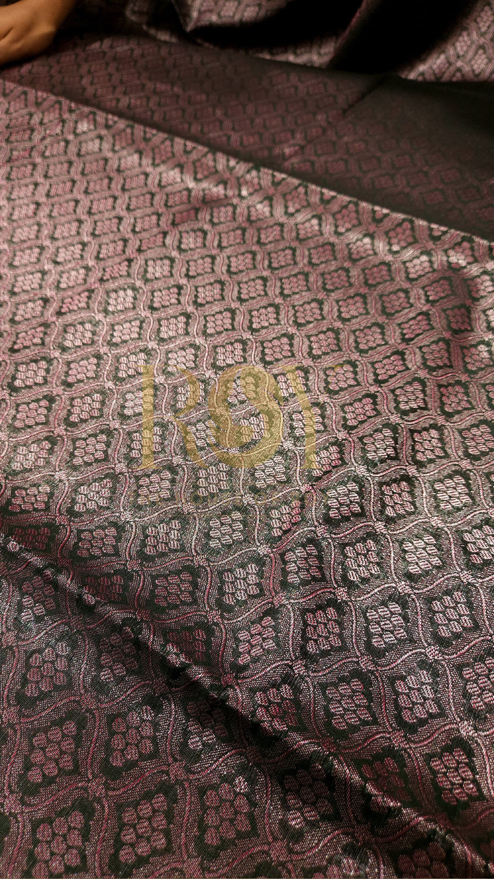 Tissue Style Weave Pinkish Black Saree