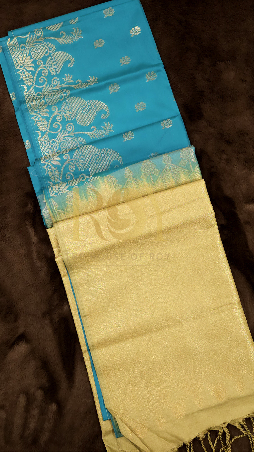 Turquoise Blue Turning Border Soft Silk Saree