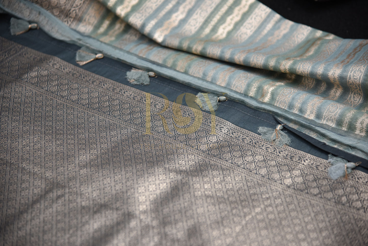 Shades of Blue Grey Banarasi Silk Saree