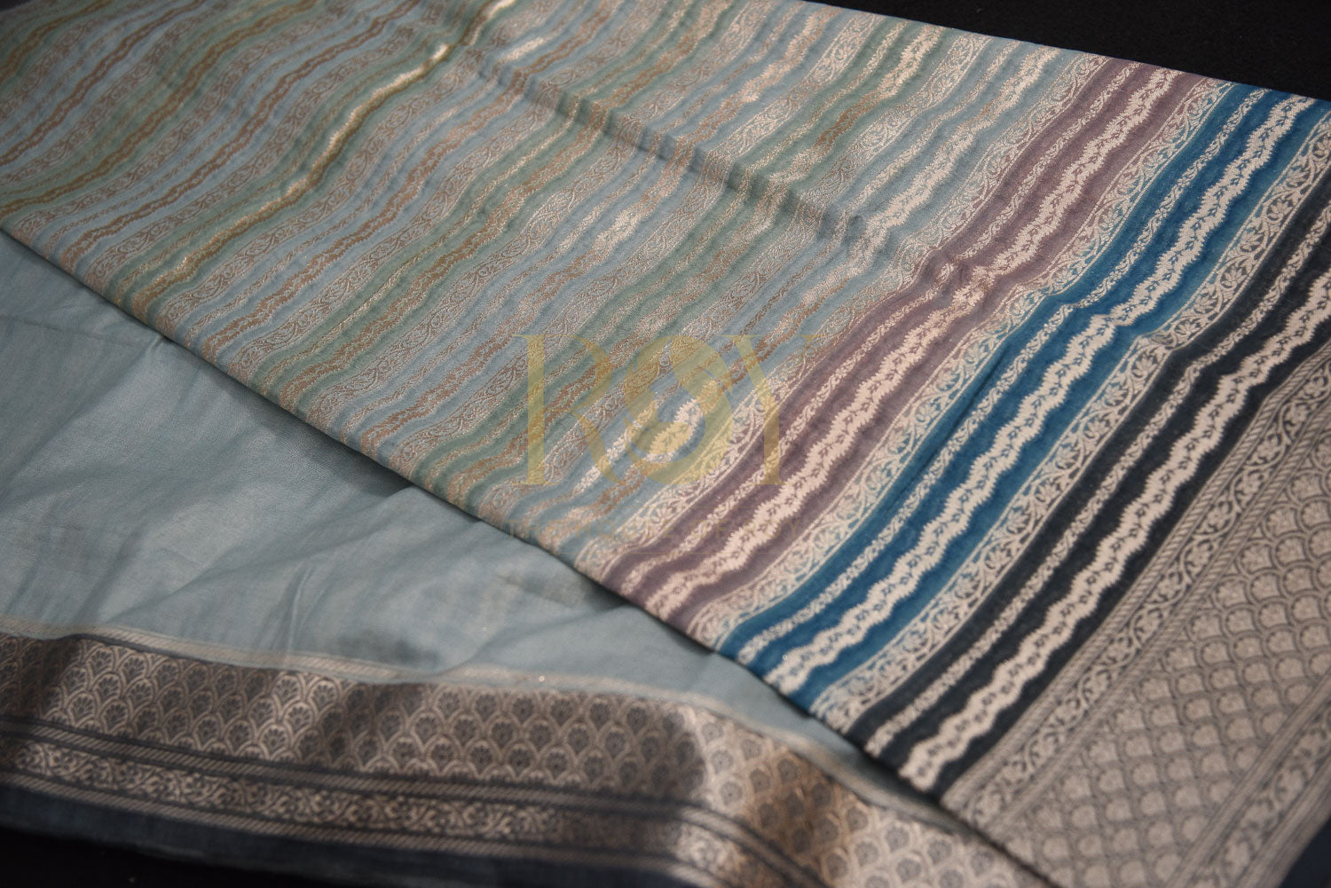 Shades of Blue Grey Banarasi Silk Saree