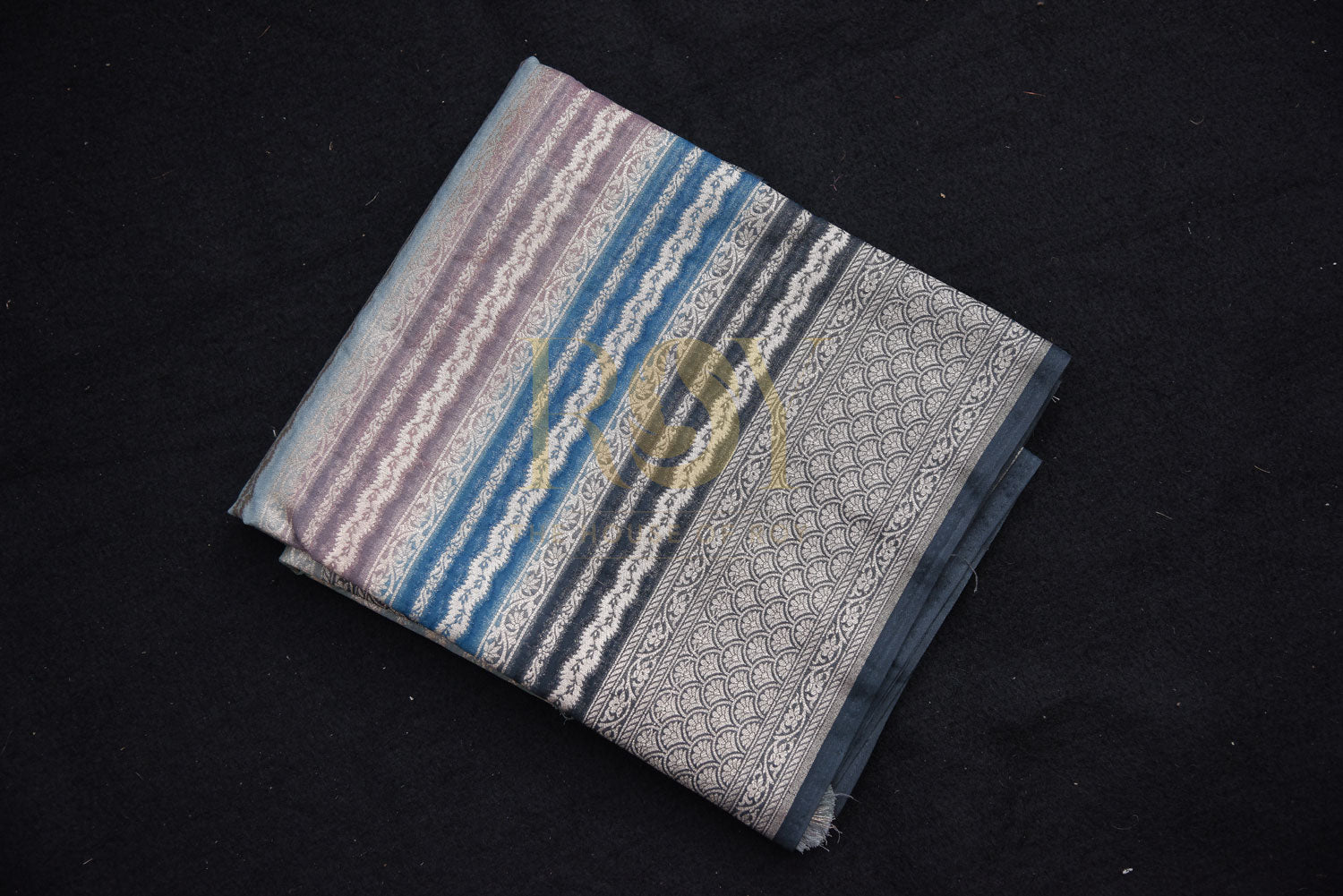 Shades of Blue Grey Banarasi Silk Saree
