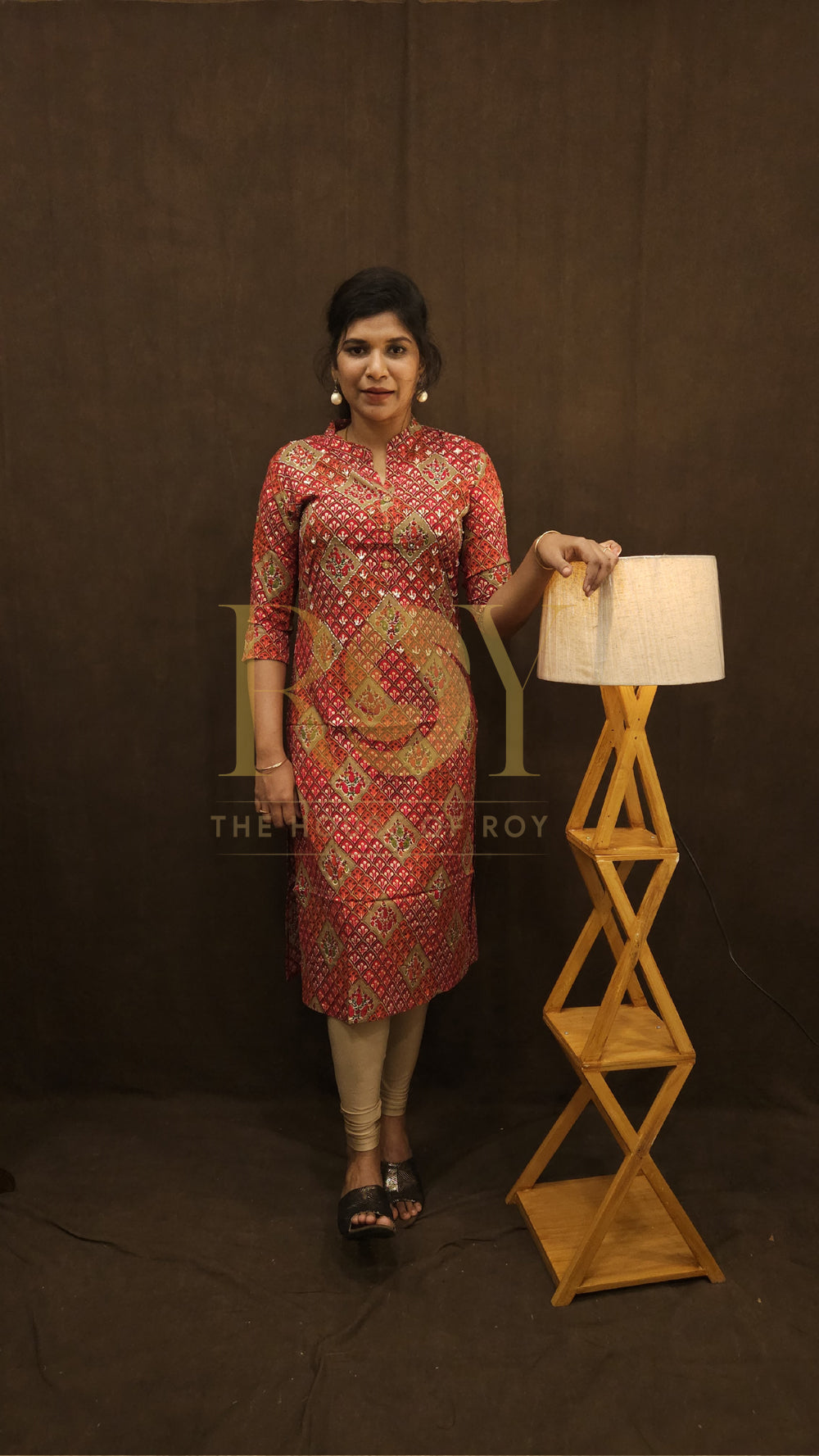 Vermilion Red Printed Kurti