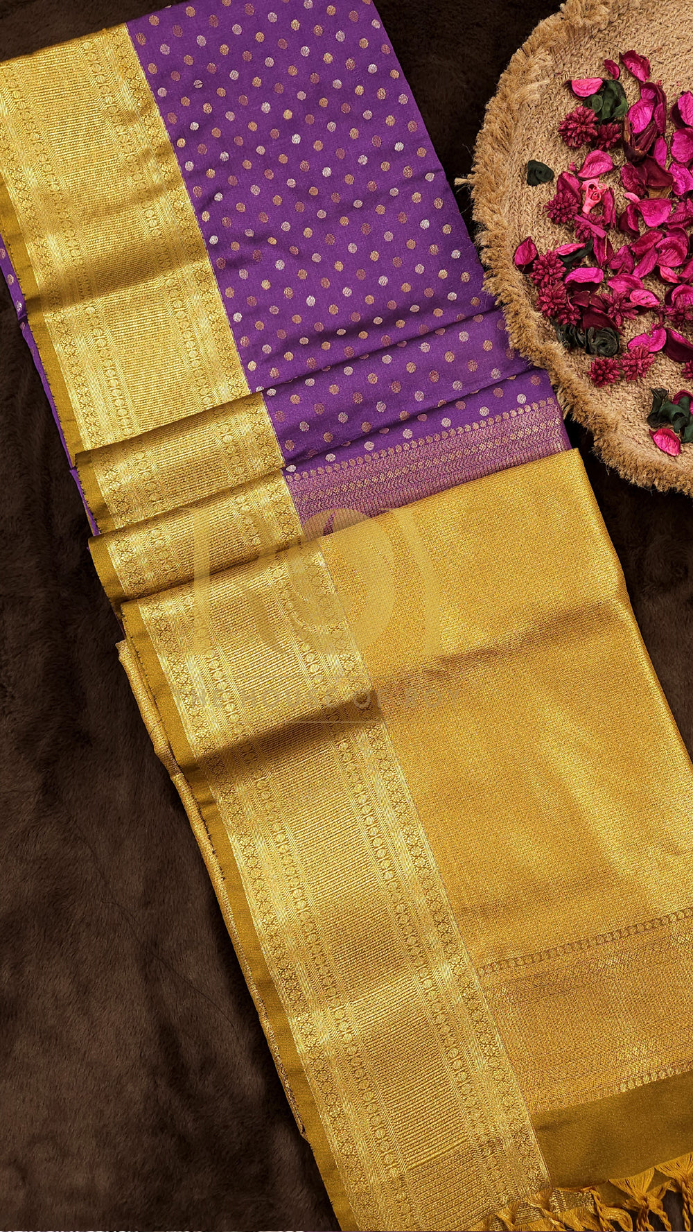 Violet Polka Dot Luxury Soft Silk Saree