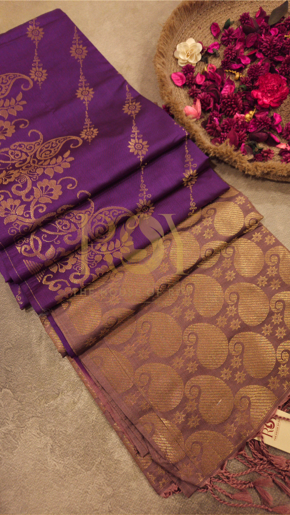 Violet Turning Border Soft Silk Saree