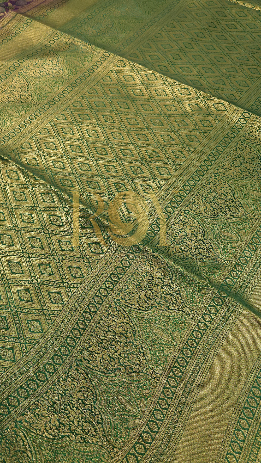 Violet Green Luxury Brocade Soft Silk Saree