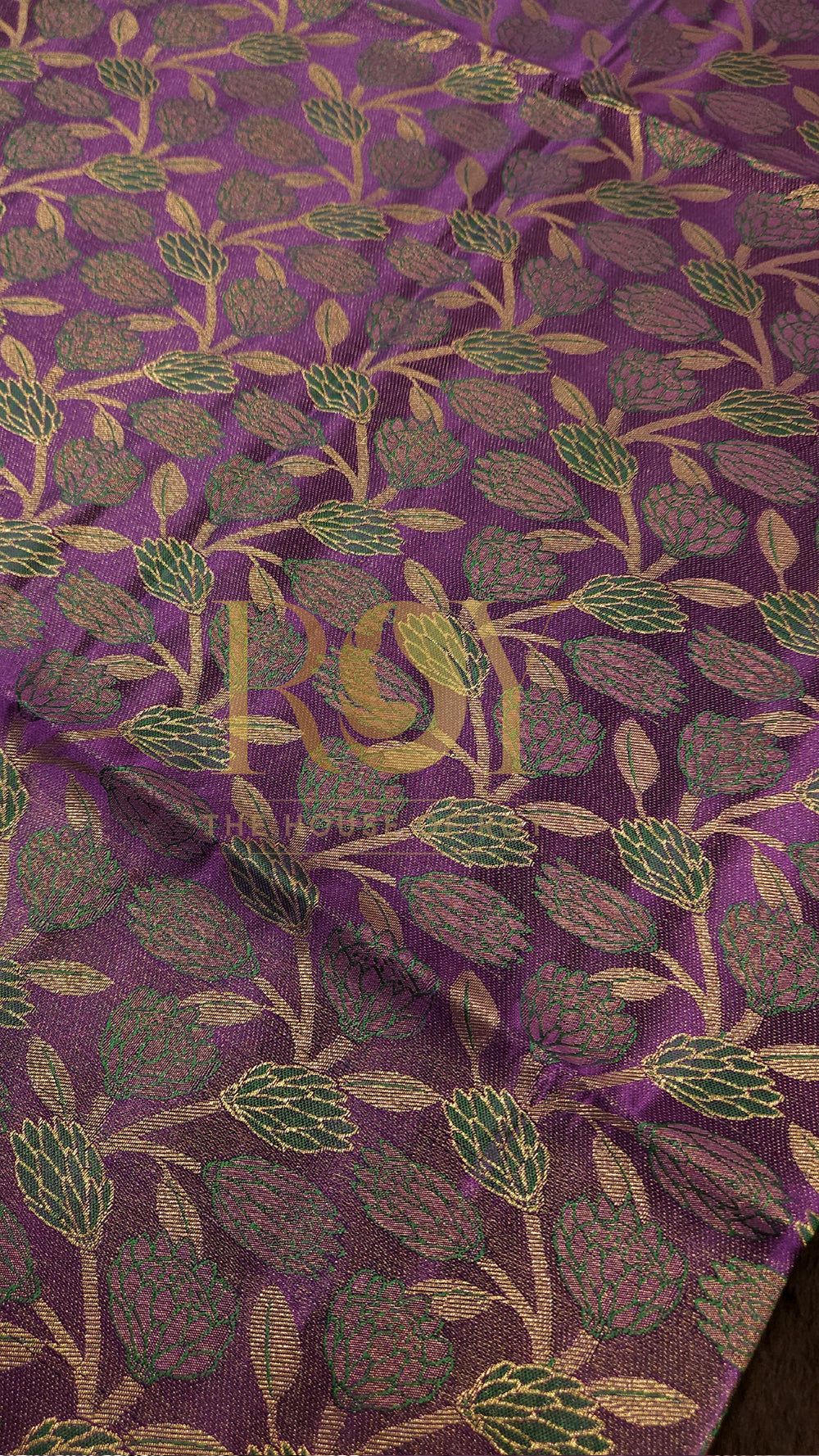 Violet Green Luxury Brocade Soft Silk Saree