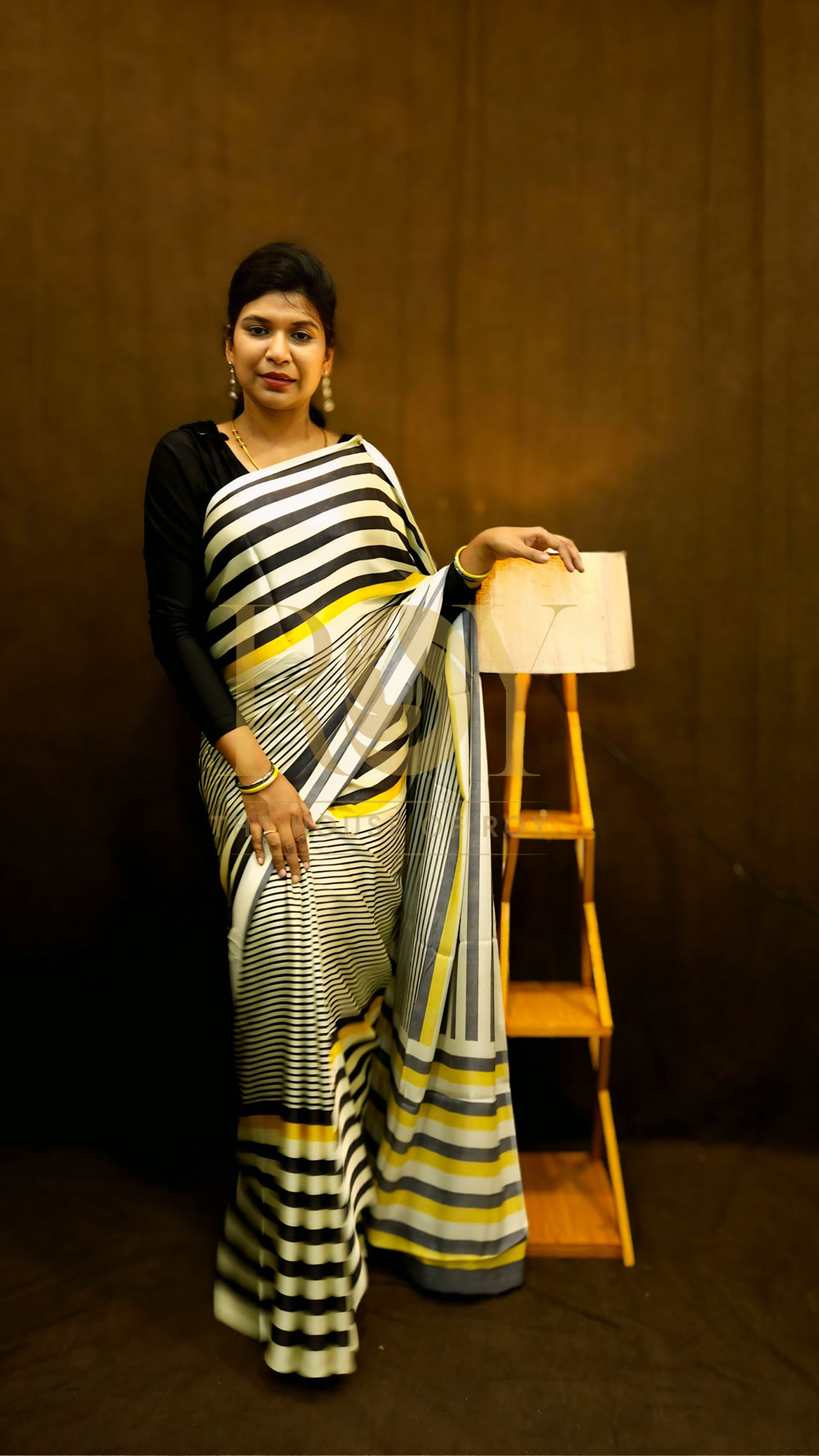 Striped Printed Modal Viscose Saree