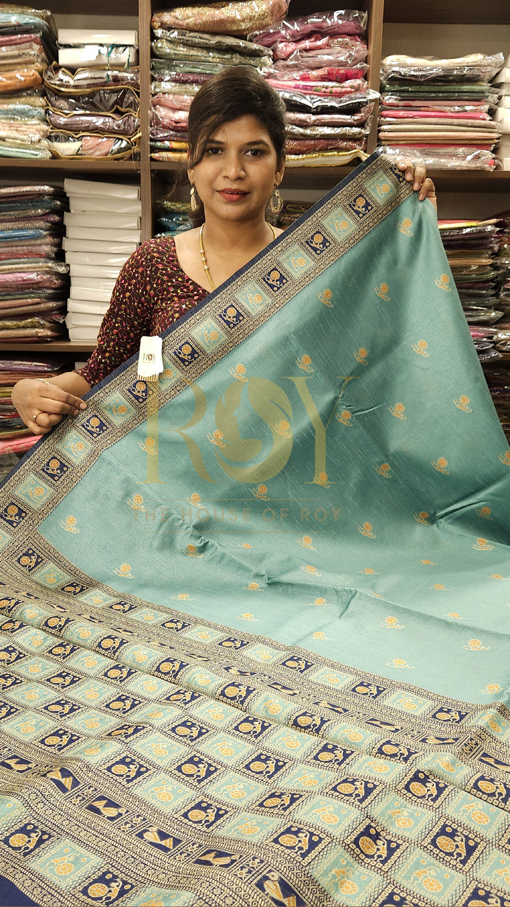 Warli Art Inspired Turquoise Cotton Saree