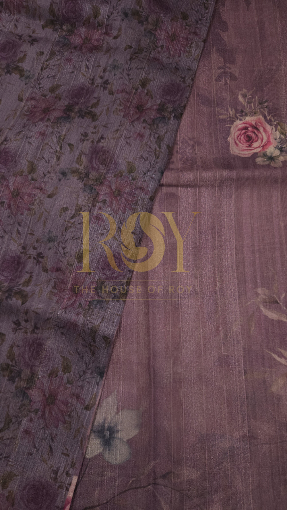 Wine Floral Print Chandheri Saree