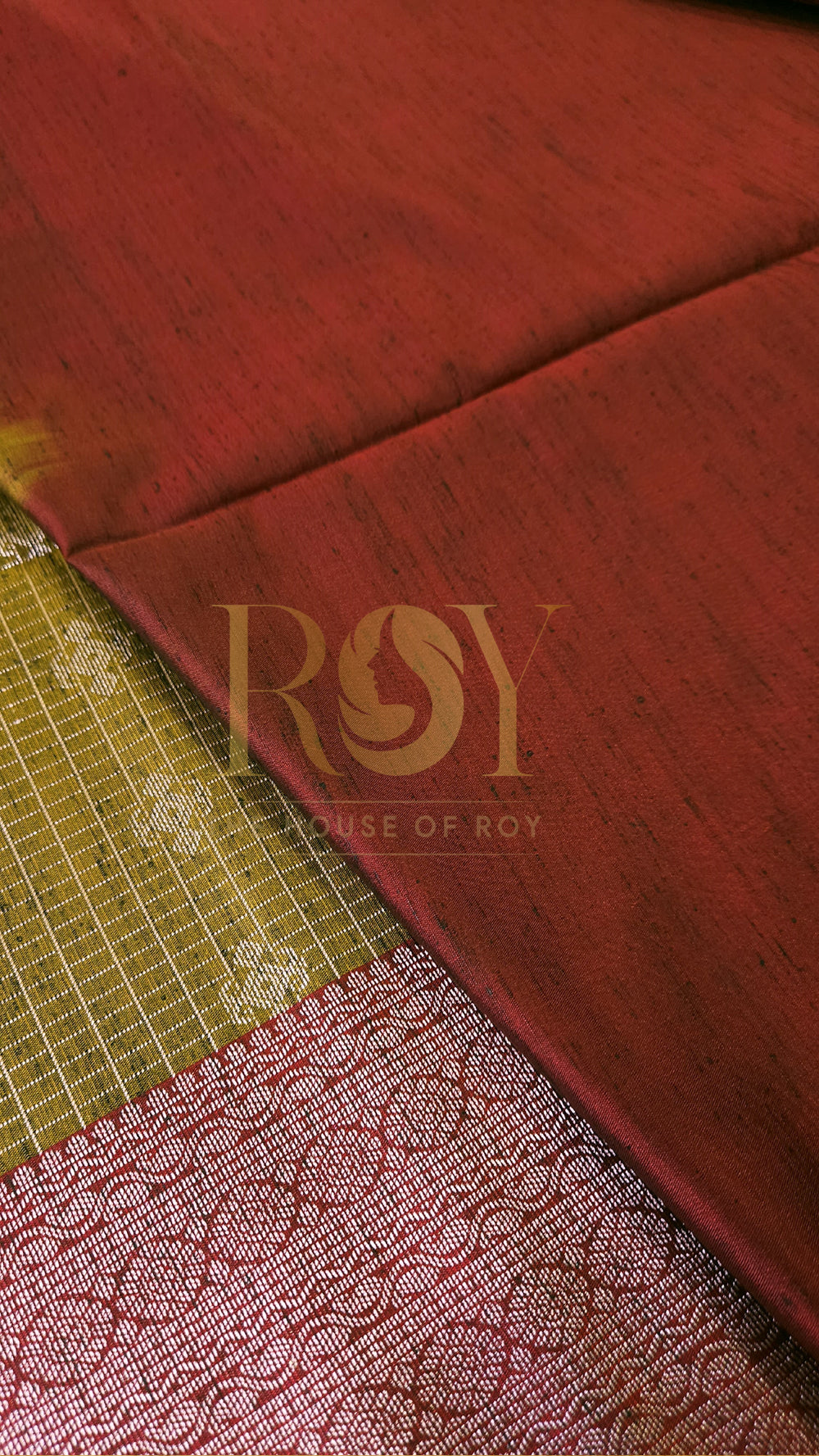 Yellow ochre kattam silver zari slub silk
