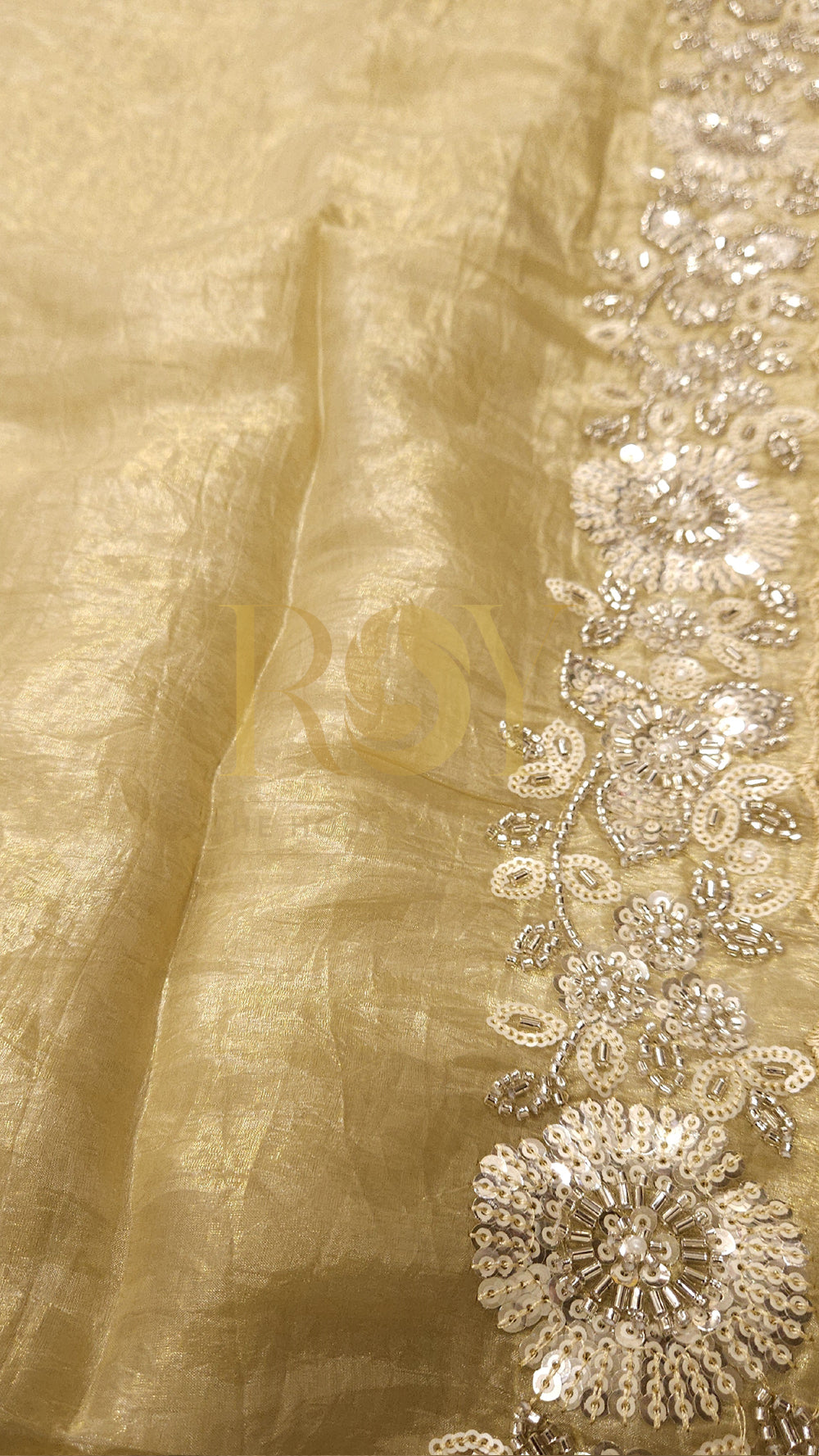 Yellow Sugar Cookie Crushed Shimmer Saree