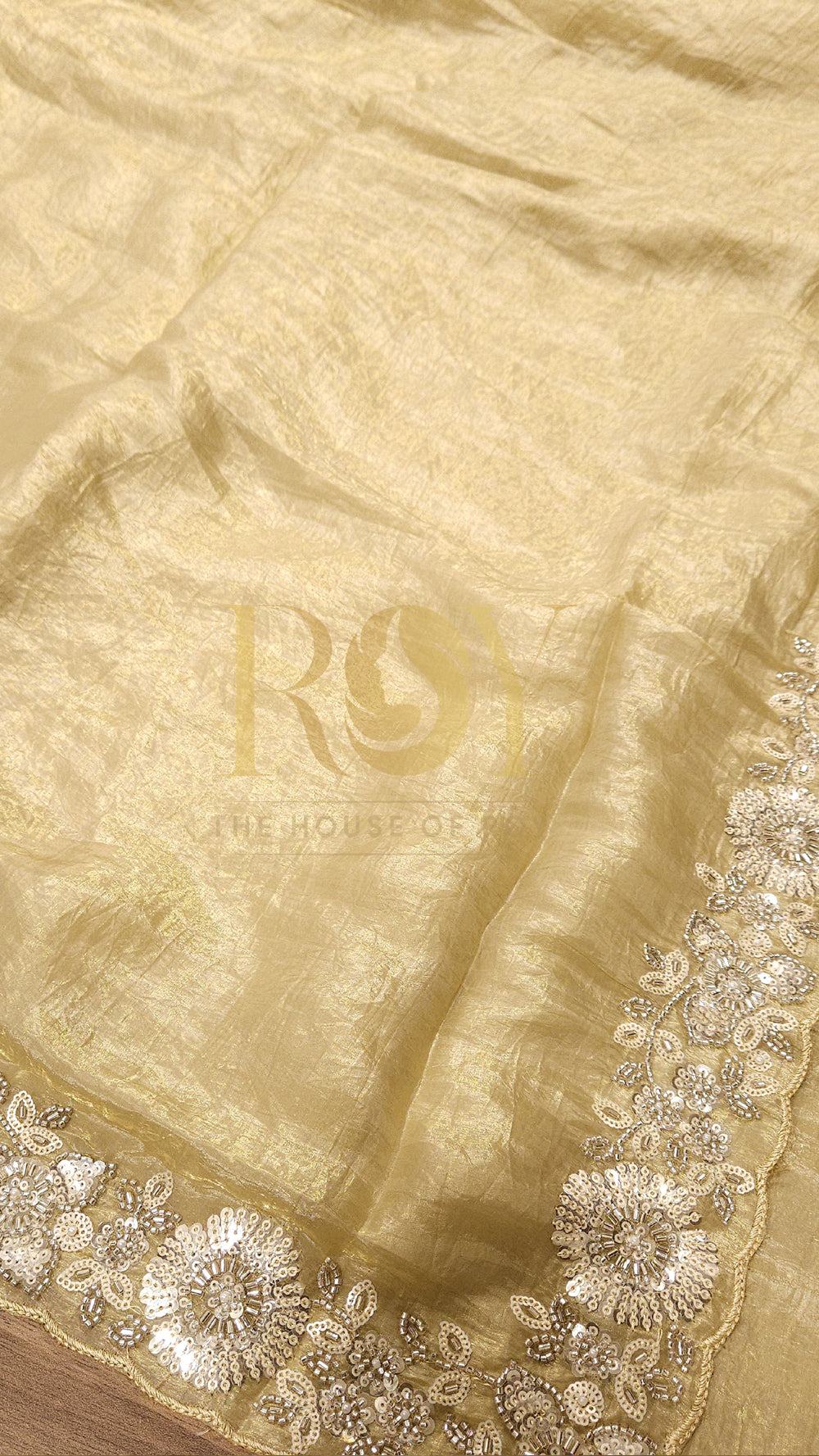 Yellow Sugar Cookie Crushed Shimmer Saree