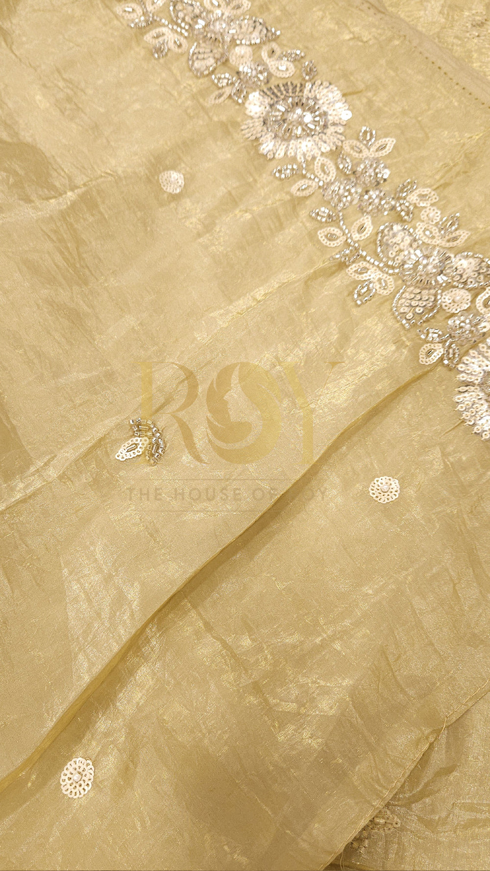 Yellow Sugar Cookie Crushed Shimmer Saree